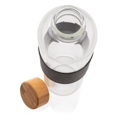 Logo trade advertising products image of: Impact borosilicate glass bottle with bamboo lid