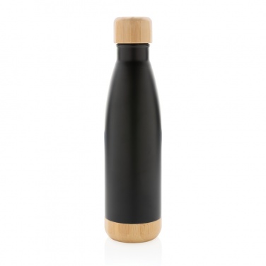 Logo trade promotional giveaways picture of: Vacuum stainless steel bottle with bamboo lid and bottom