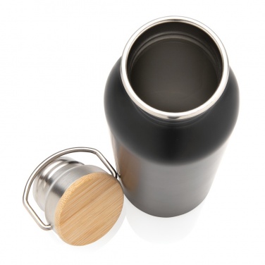 Logo trade promotional gift photo of: Modern stainless steel bottle with bamboo lid