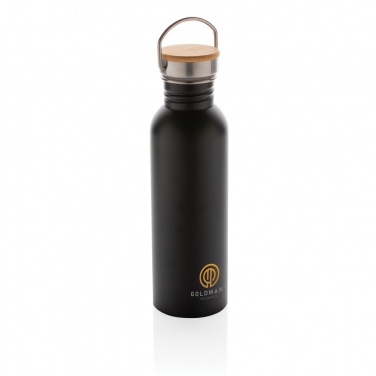 Logo trade promotional giveaways picture of: Modern stainless steel bottle with bamboo lid