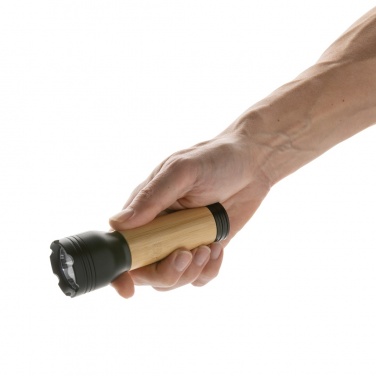 Logo trade promotional products image of: Lucid 3W RCS certified recycled plastic & bamboo torch
