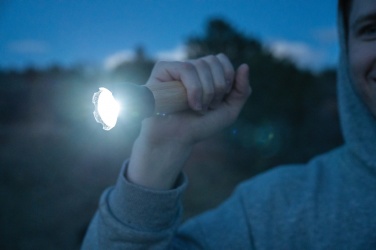 Logo trade promotional merchandise picture of: Lucid 5W RCS certified recycled plastic & bamboo torch