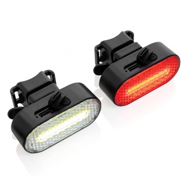 Logotrade business gift image of: Lumino RCS recycled plastic USB re-chargeable bike light set