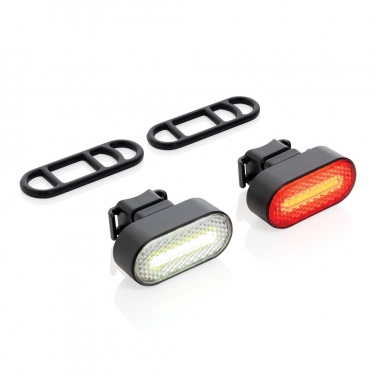 Logotrade promotional item picture of: Lumino RCS recycled plastic USB re-chargeable bike light set