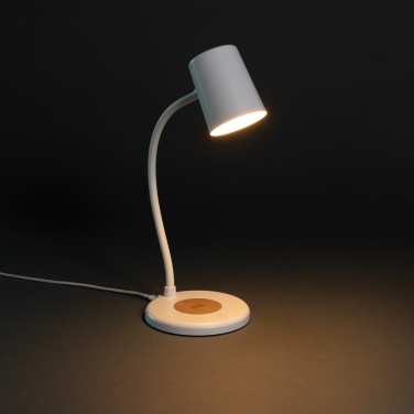 Logotrade promotional product image of: Zenara RCS recycled plastic and cork 15W wireless desk lamp