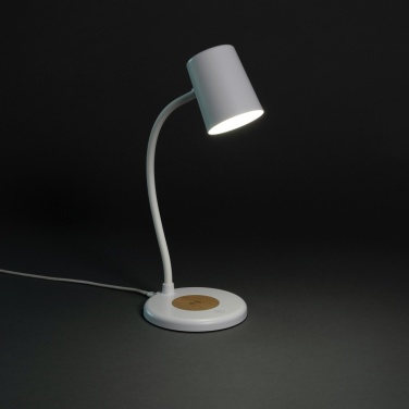 Logo trade promotional merchandise image of: Zenara RCS recycled plastic and cork 15W wireless desk lamp