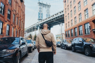 Logo trade promotional gifts picture of: Crescent AWARE™ RPET half moon sling bag