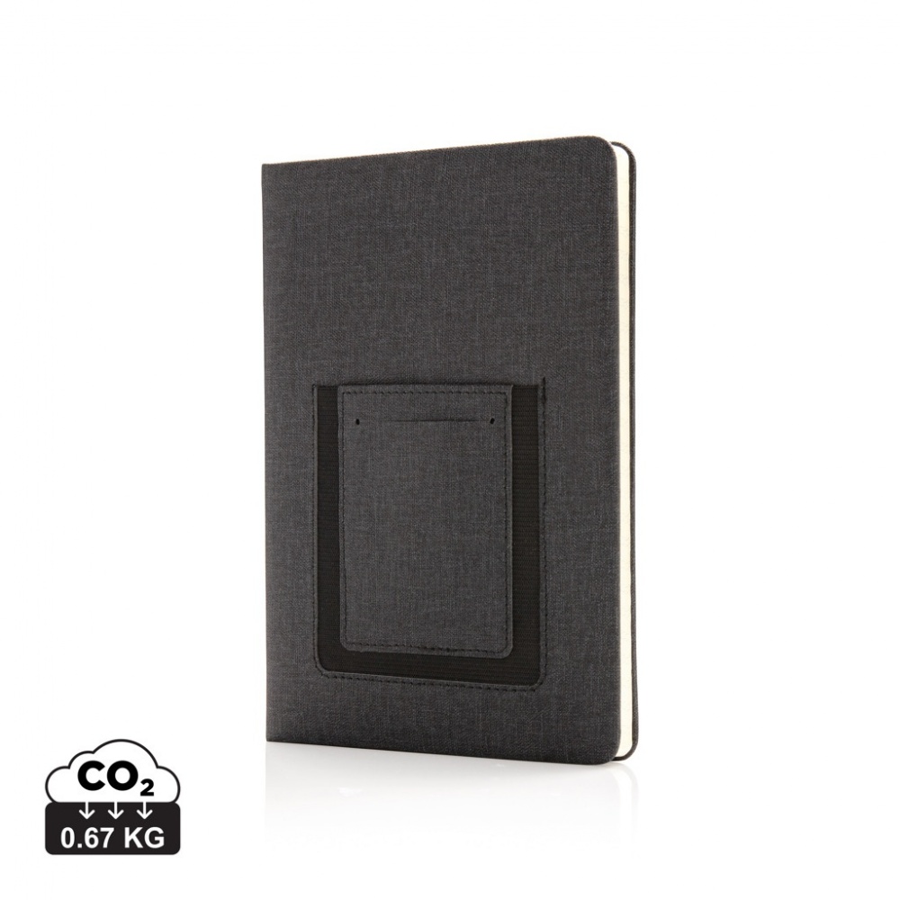 Logo trade corporate gifts image of: Deluxe A5 Notebook with phone pocket