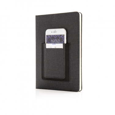 Logo trade advertising products picture of: Deluxe A5 Notebook with phone pocket