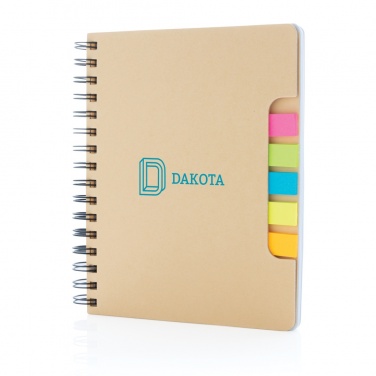 Logo trade advertising products picture of: A5 Kraft spiral notebook with sticky notes