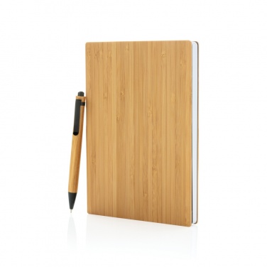 Logo trade promotional gift photo of: A5 Bamboo notebook & pen set