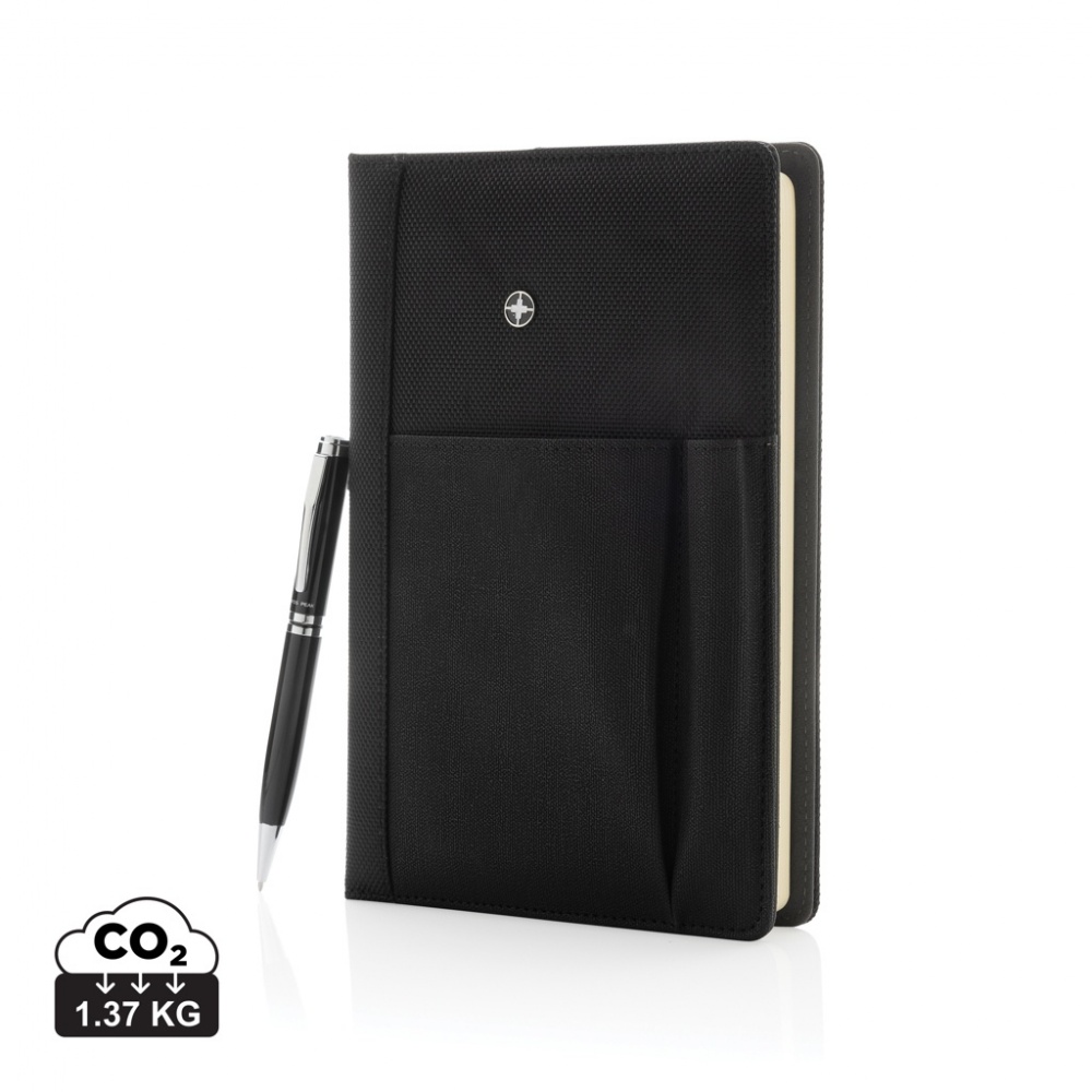 Logotrade promotional giveaway picture of: Refillable notebook and pen set