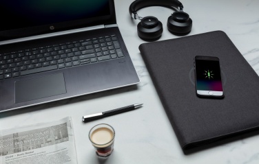 Logotrade promotional merchandise picture of: Air 5W wireless charging portfolio A4 w/ 5000 mAh powerbank