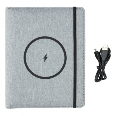 Logo trade advertising products image of: Air 5W wireless charging notebook with 5000mAh powerbank