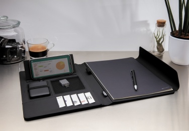 Logotrade promotional items photo of: Fiko 5W wireless charging portfolio A4 with powerbank