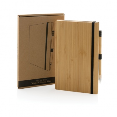 Logotrade promotional merchandise image of: Bamboo notebook and infinity pencil set