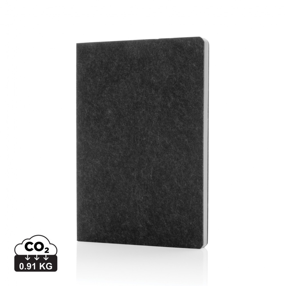 Logo trade promotional item photo of: Phrase GRS certified recycled felt A5 notebook