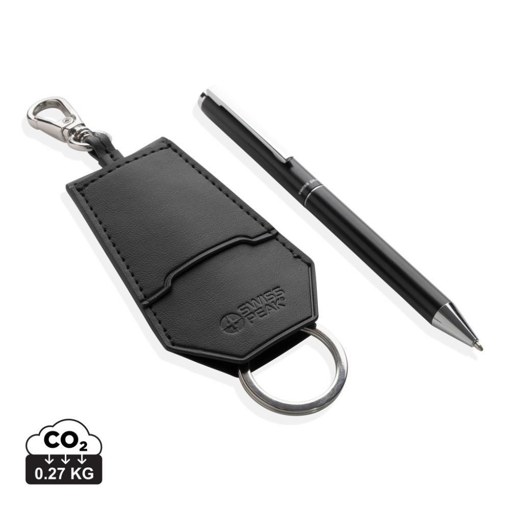 Logo trade promotional merchandise image of: SP Tula RCS certified recycled PU key holder and pen set