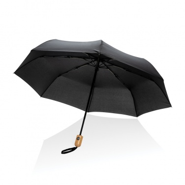 Logo trade promotional items picture of: 21" Impact AWARE™ RPET 190T bamboo auto open/close umbrella