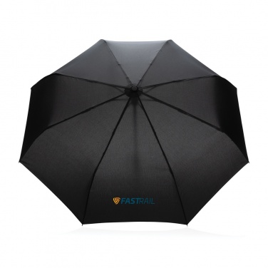 Logo trade corporate gift photo of: 21" Impact AWARE™ RPET 190T bamboo auto open/close umbrella
