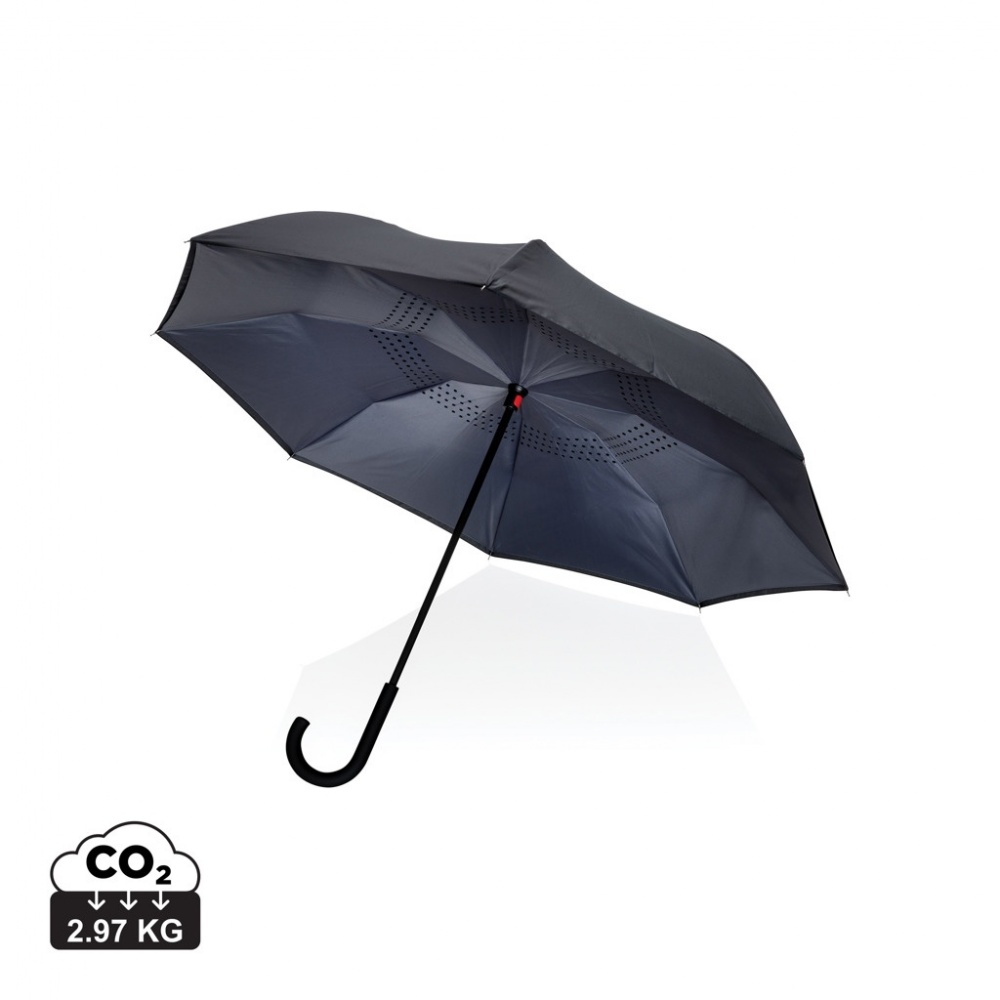 Logo trade promotional merchandise image of: 23" Impact AWARE™ RPET 190T reversible umbrella