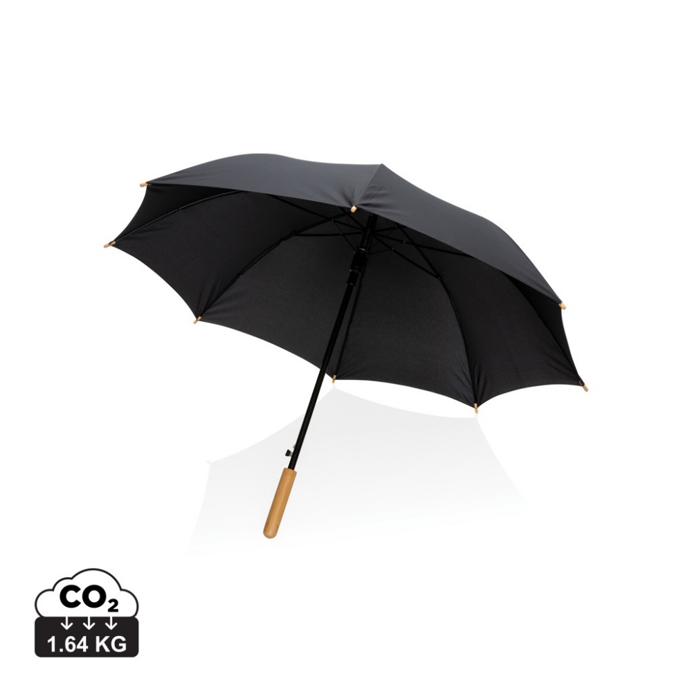 Logotrade promotional merchandise image of: 23" Impact AWARE™ RPET 190T auto open bamboo umbrella