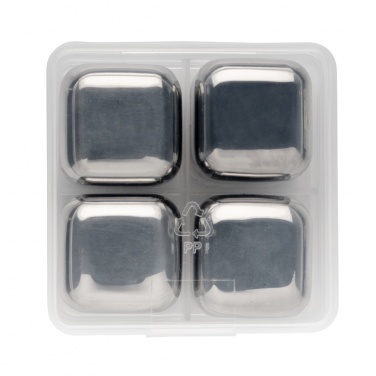 Logo trade business gifts image of: Re-usable stainless steel ice cubes 4pc