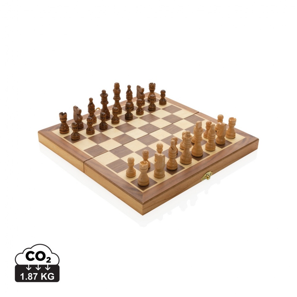 Logo trade business gifts image of: Luxury wooden foldable chess set