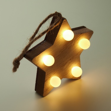 Logo trade promotional giveaways image of: Wooden weed star with lights