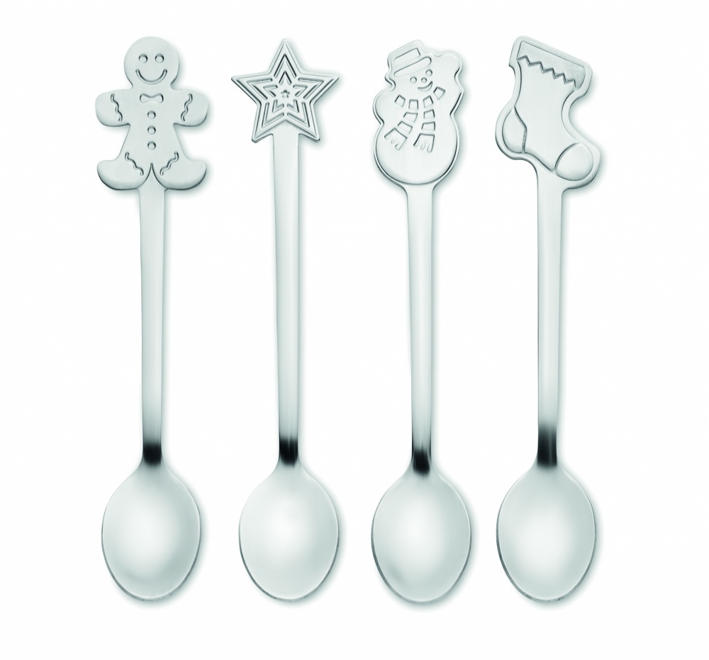 Logotrade advertising product picture of: Set of 4 Christmas tea spoon