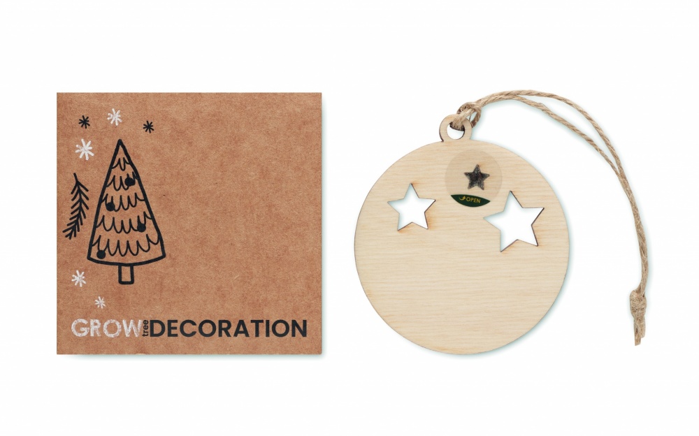 Logo trade promotional giveaway photo of: Wooden bauble shape hanger