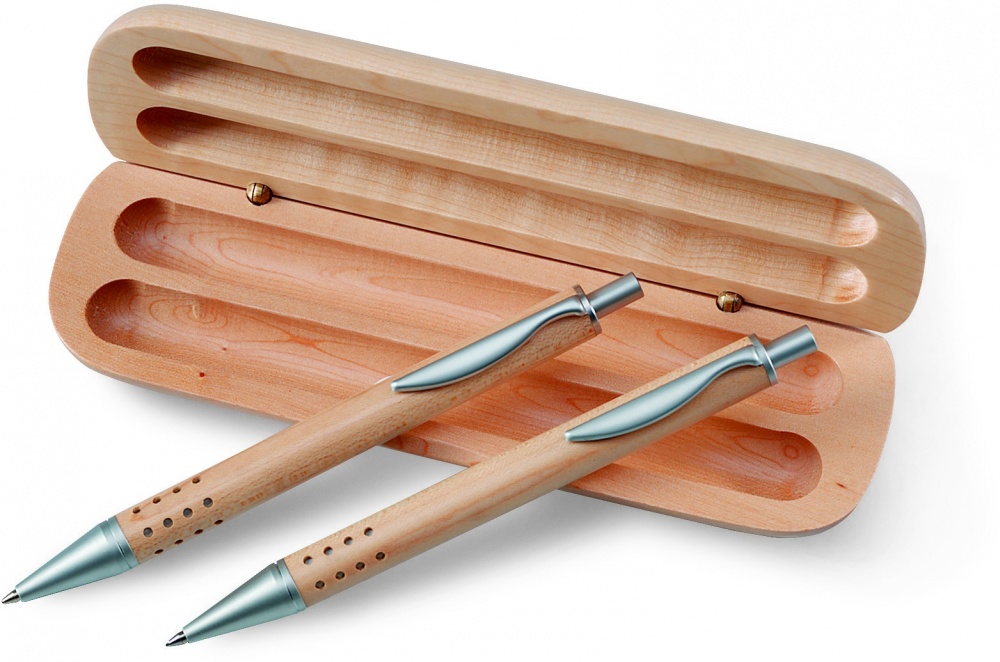 Logotrade corporate gift image of: Pen gift set in wooden box