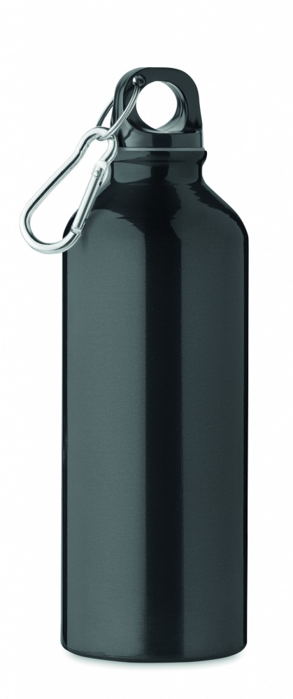 Logotrade promotional giveaway picture of: 500 ml single-walled water bottle made of recycled aluminum with a carabiner
