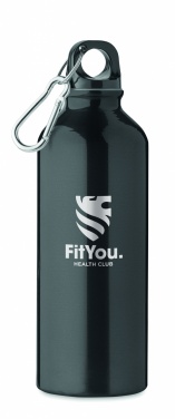Logotrade advertising products photo of: 500 ml single-walled water bottle made of recycled aluminum with a carabiner