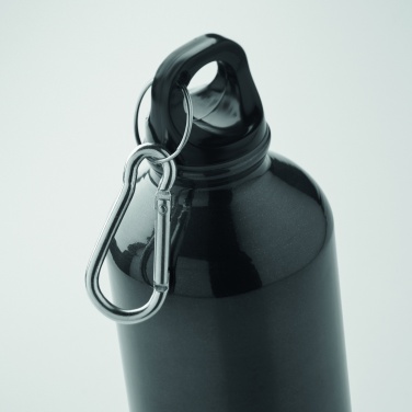 Logo trade advertising product photo of: 500 ml single-walled water bottle made of recycled aluminum with a carabiner