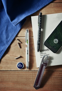 Logo trade promotional merchandise image of: Spirit level pen with ruler