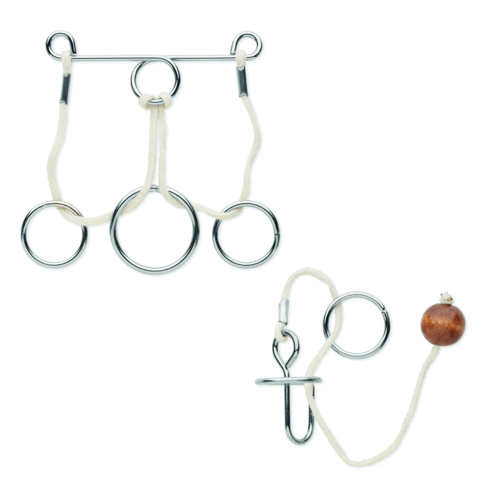 Logo trade promotional giveaways image of: Set of 2 metal brain teasers