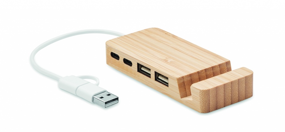 Logotrade promotional merchandise photo of: Bamboo USB 4 ports hub