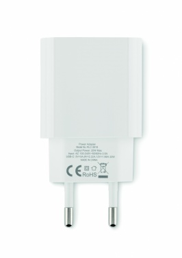 Logo trade business gift photo of: 20W 2 port USB charger EU plug