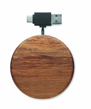Logo trade advertising products picture of: Wireless charger in acacia 15W