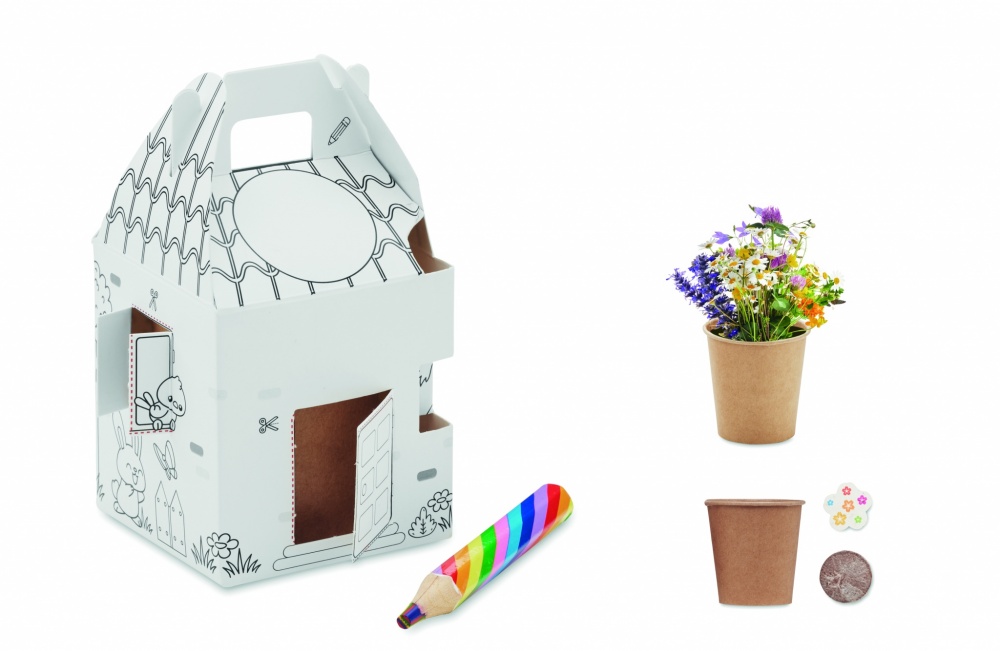 Logo trade business gift photo of: House shaped seeds grow set