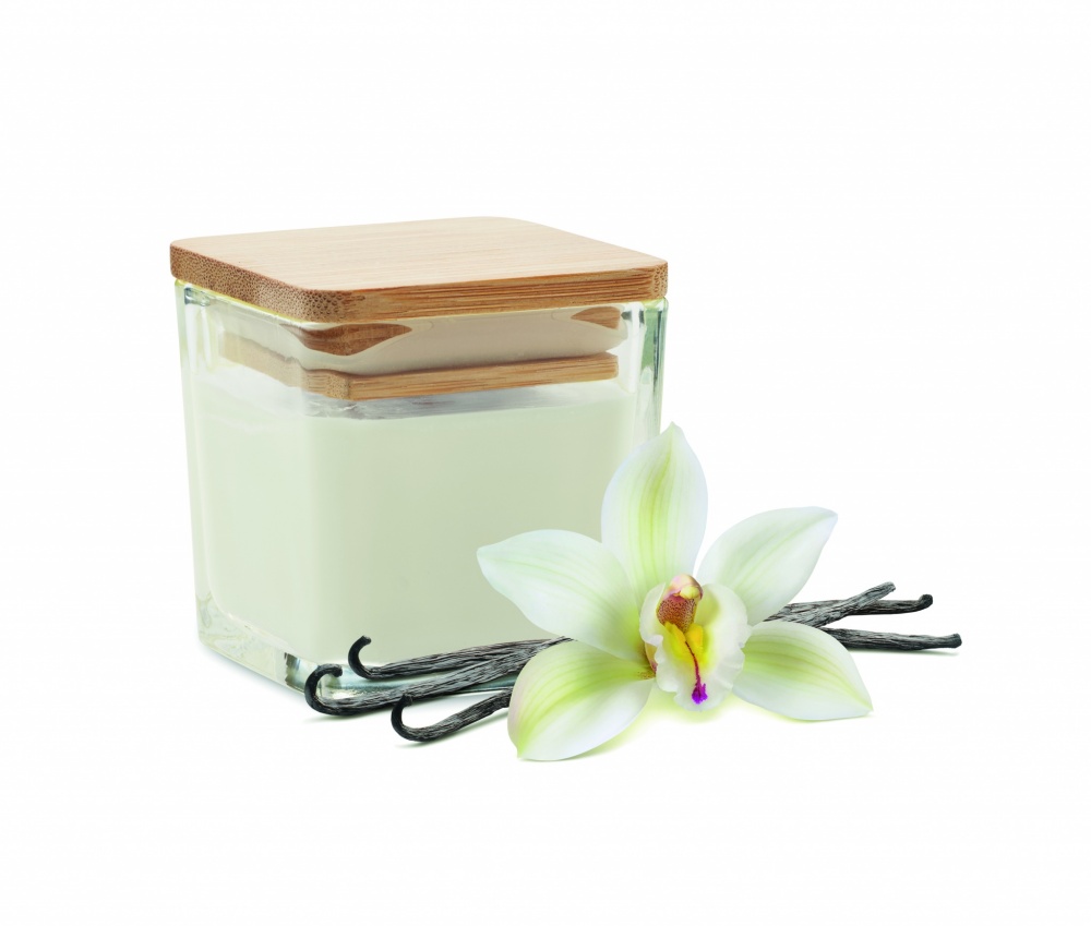 Logo trade promotional gift photo of: Squared fragranced candle 50gr