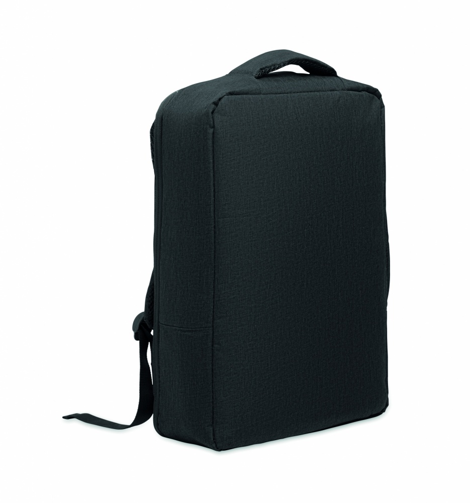 Logo trade promotional merchandise picture of: A safe 15-inch laptop backpack made of 300D RPET with a 210D RPET lining and customizable printing.