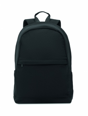 Logotrade promotional product picture of: A 15-inch laptop backpack made of recycled pre-consumer cotton and recycled polyester with customizable printing.