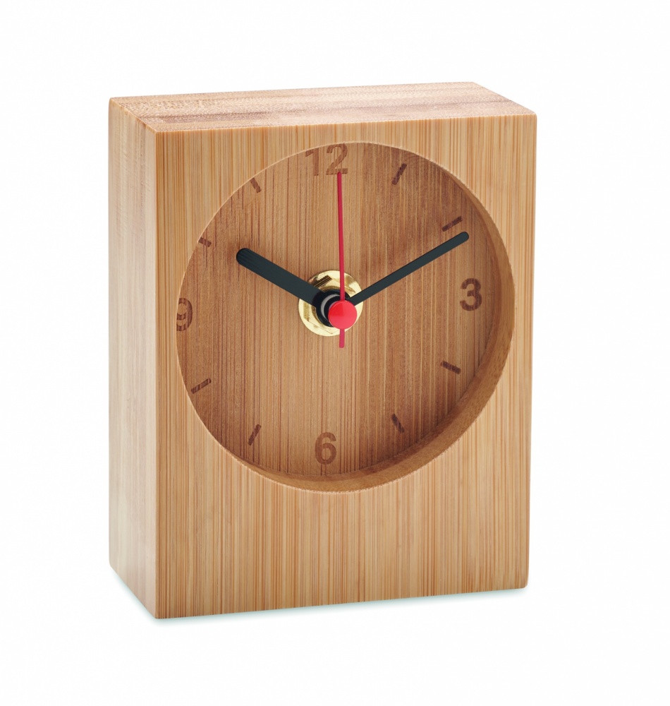 Logo trade promotional item photo of: Bamboo table clock