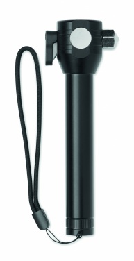 Logo trade corporate gifts picture of: 3-in-1 aluminum flashlight with an emergency hammer and seatbelt cutter, customizable with printing