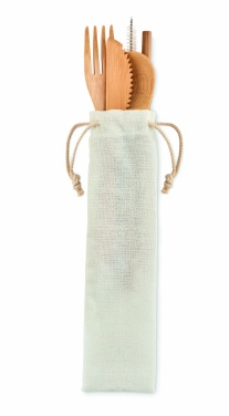 Logotrade advertising product picture of: Bamboo cutlery with straw