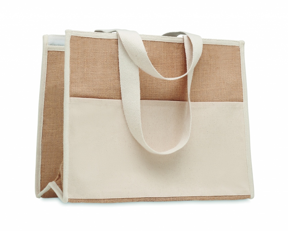 Logo trade business gift photo of: Jute and canvas cooler bag