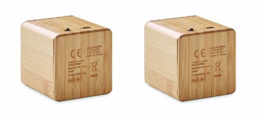 Logo trade promotional merchandise photo of: Set of Bamboo wireless speaker