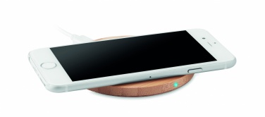 Logo trade promotional gift photo of: Wireless charger bamboo 10W RUNDO +